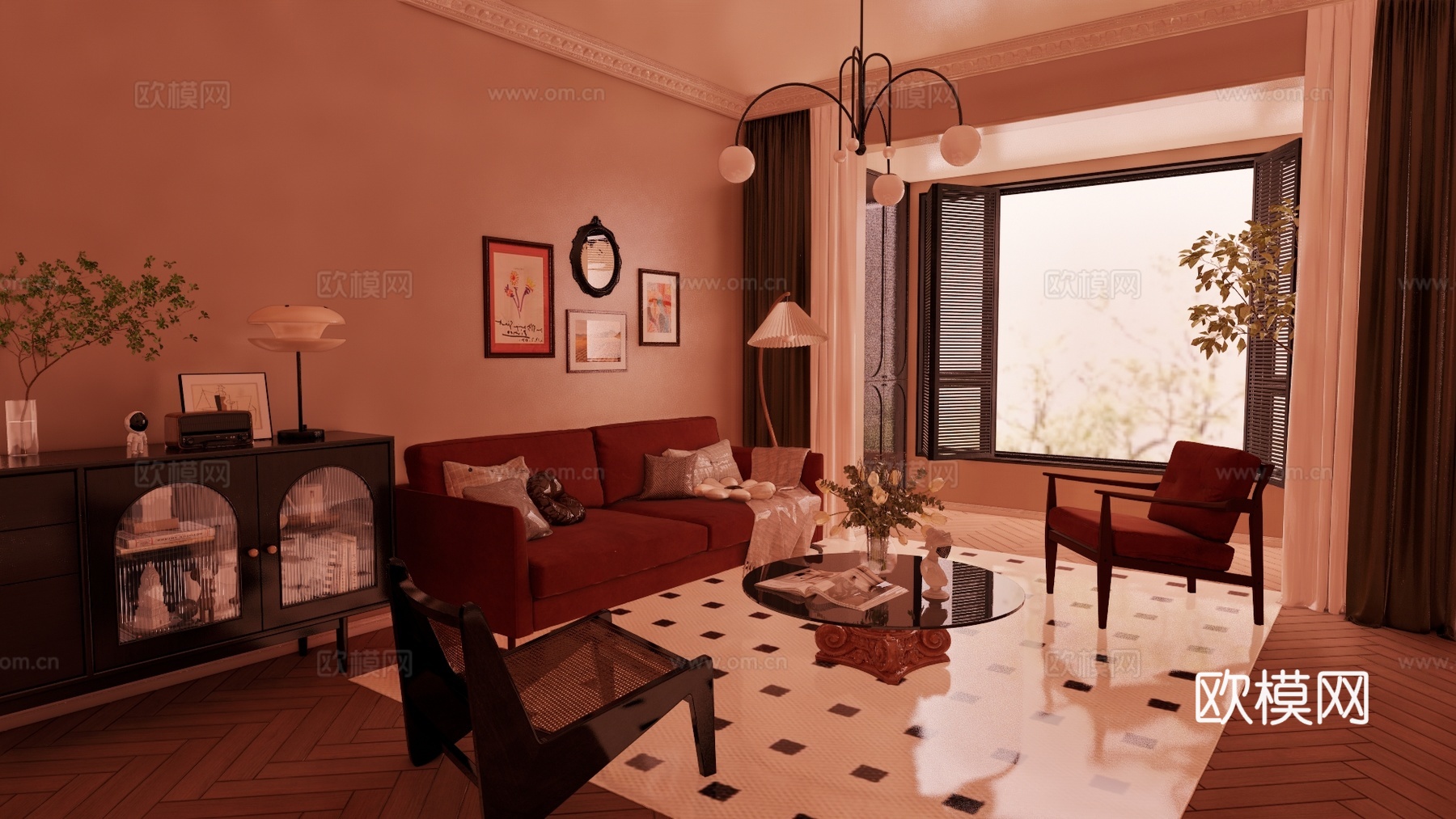 阳台 客餐厅 门窗 卧室 厨房su模型