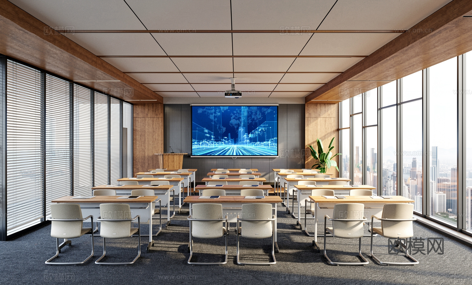 现代会议室  课室su模型