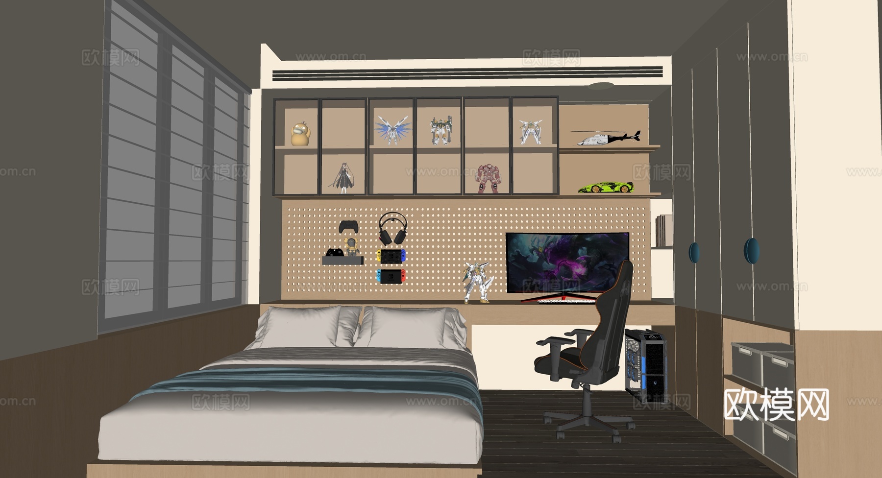 榻榻米卧室su模型