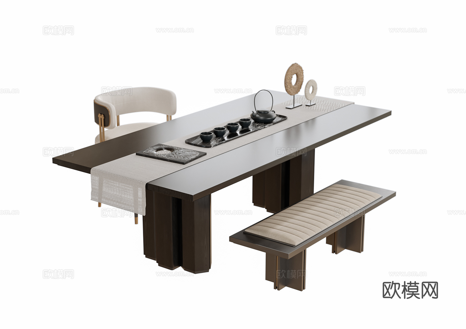 现代茶桌椅su模型