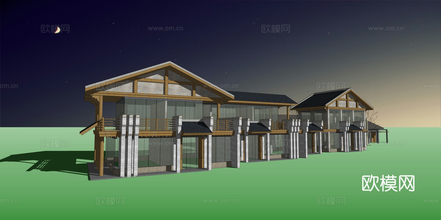 网红打卡工业建筑旧改工厂商业街su模型