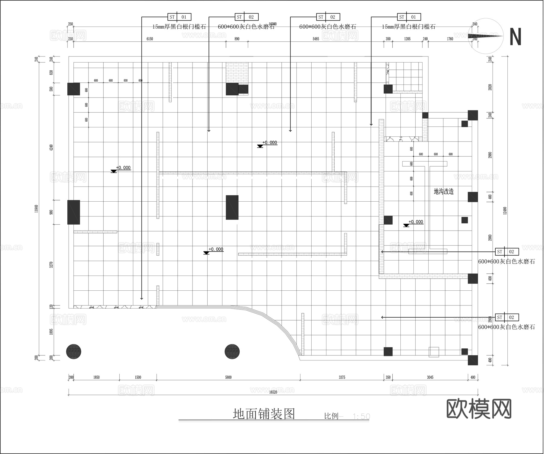 烤肉店平面施工图cad施工图