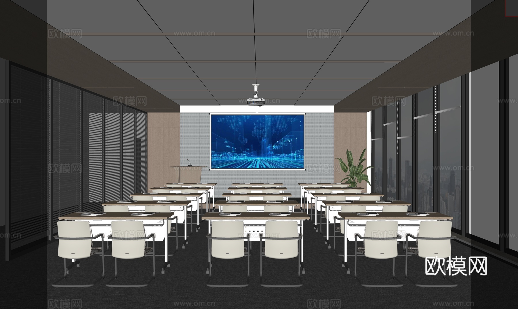 现代会议室  课室su模型