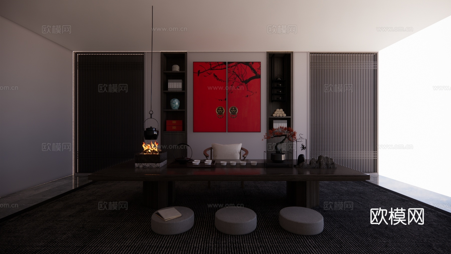 卫生间 客厅 衣帽间 茶台su模型