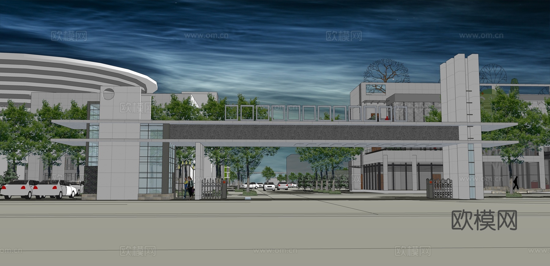 网红打卡工业建筑旧改工厂商业街su模型