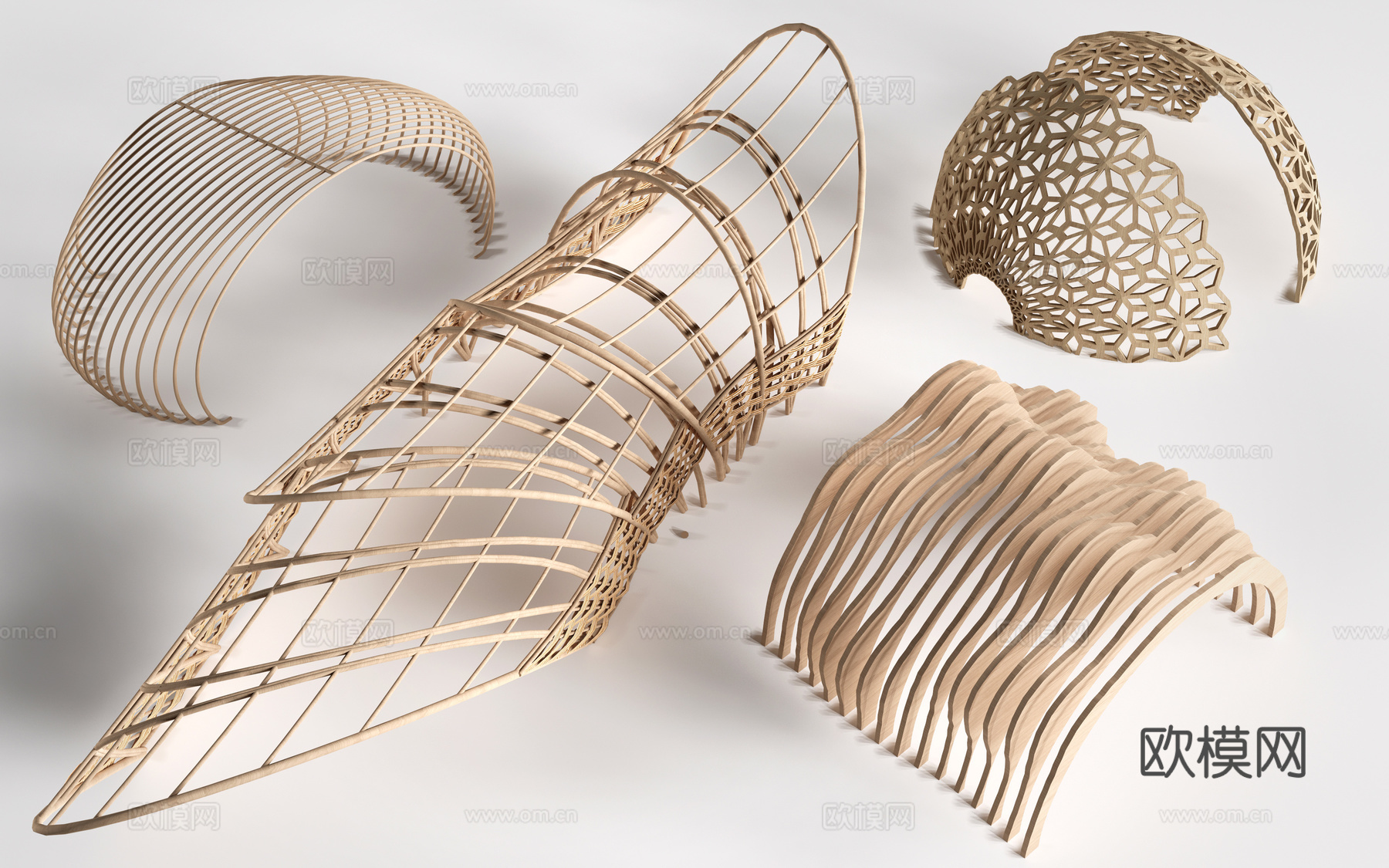 现代景观构筑物 景观构架 景观廊架 景观装置su模型