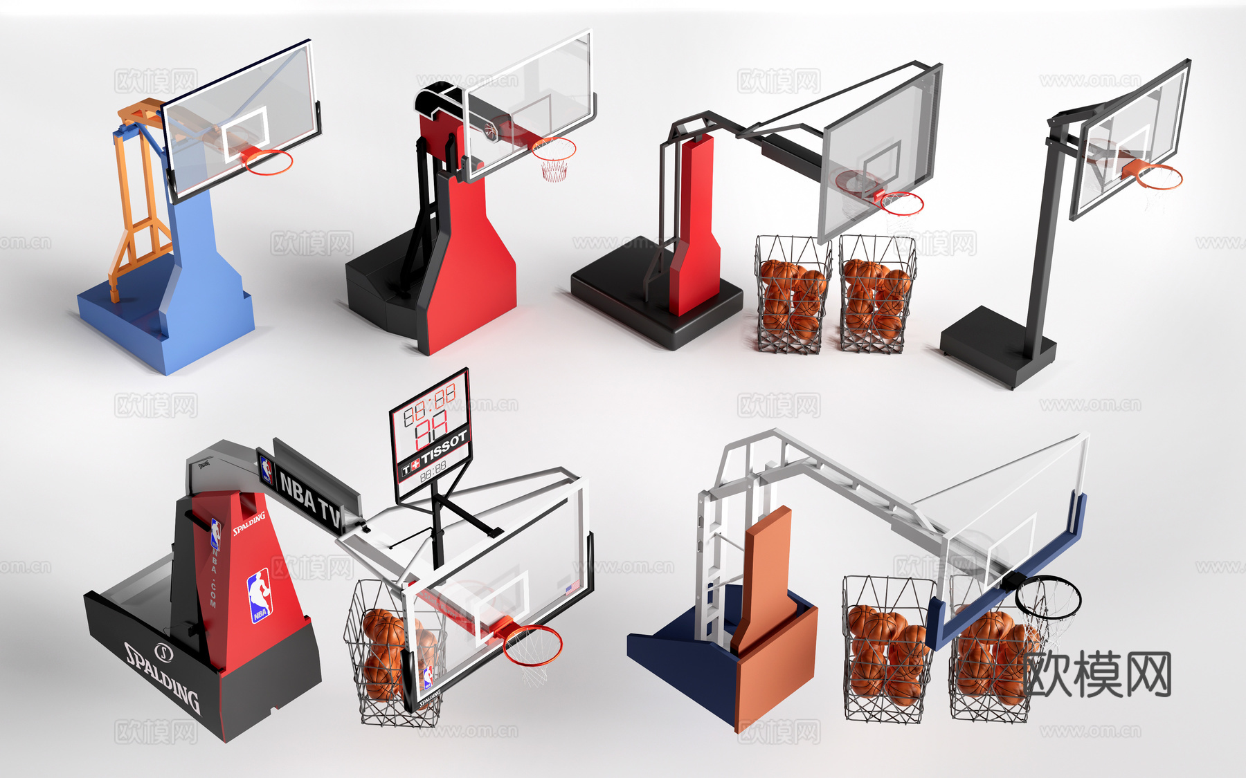 现代篮球架 篮球框su模型