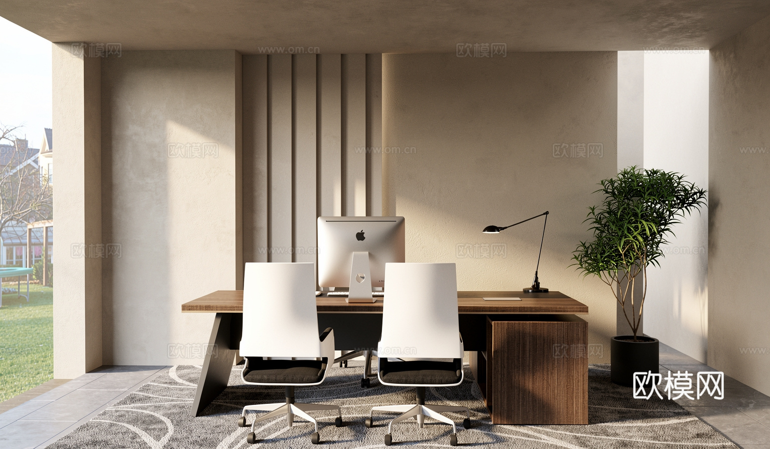 现代办公室su模型