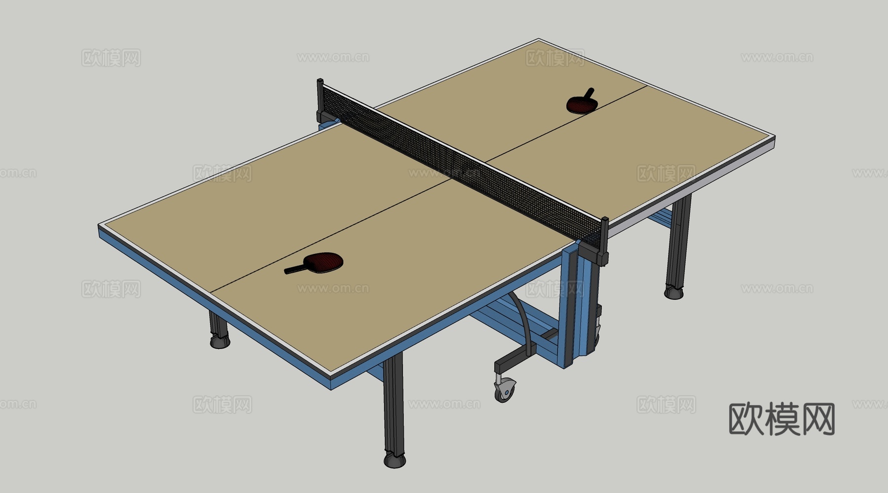 现代乒乓球桌 乒乓球台su模型