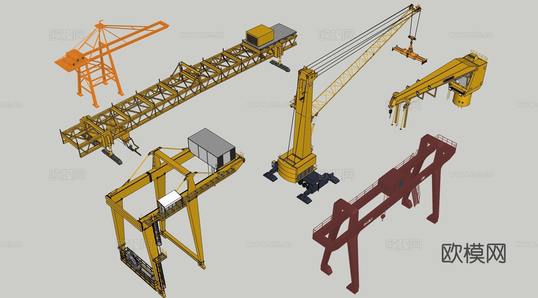 现代起重机 龙门吊 吊车 厂房行车su模型
