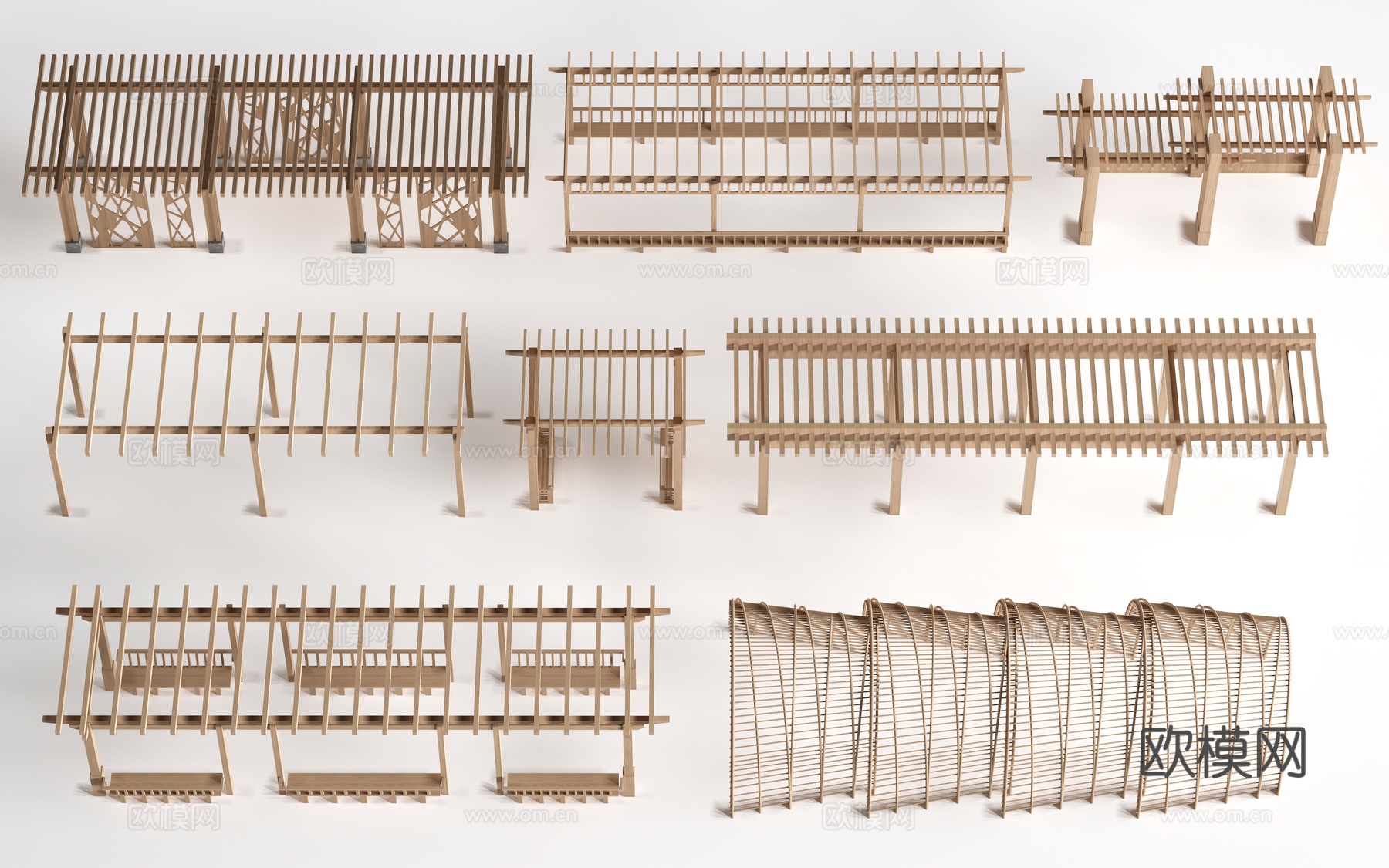 现代景观花架 葡萄架 廊架 绿植爬架su模型
