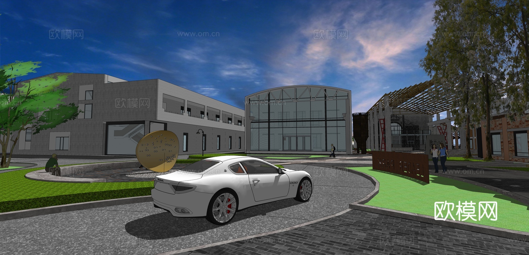 网红打卡工业建筑旧改工厂商业街su模型