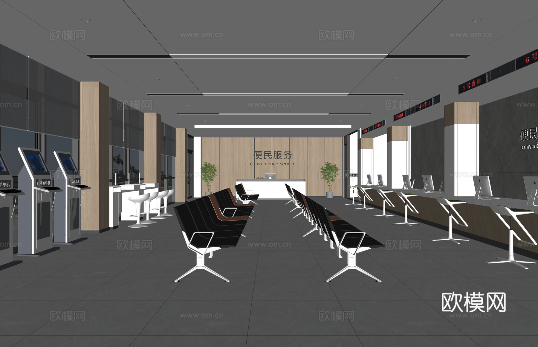 走廊 银行电梯 办事处 休息站 公共空间su模型