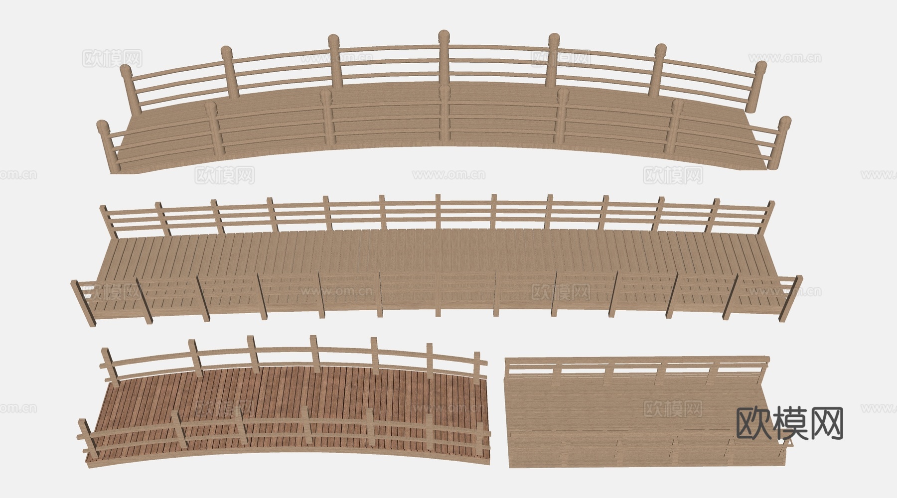 现代景观小桥 景观桥 木拱桥 公园桥su模型