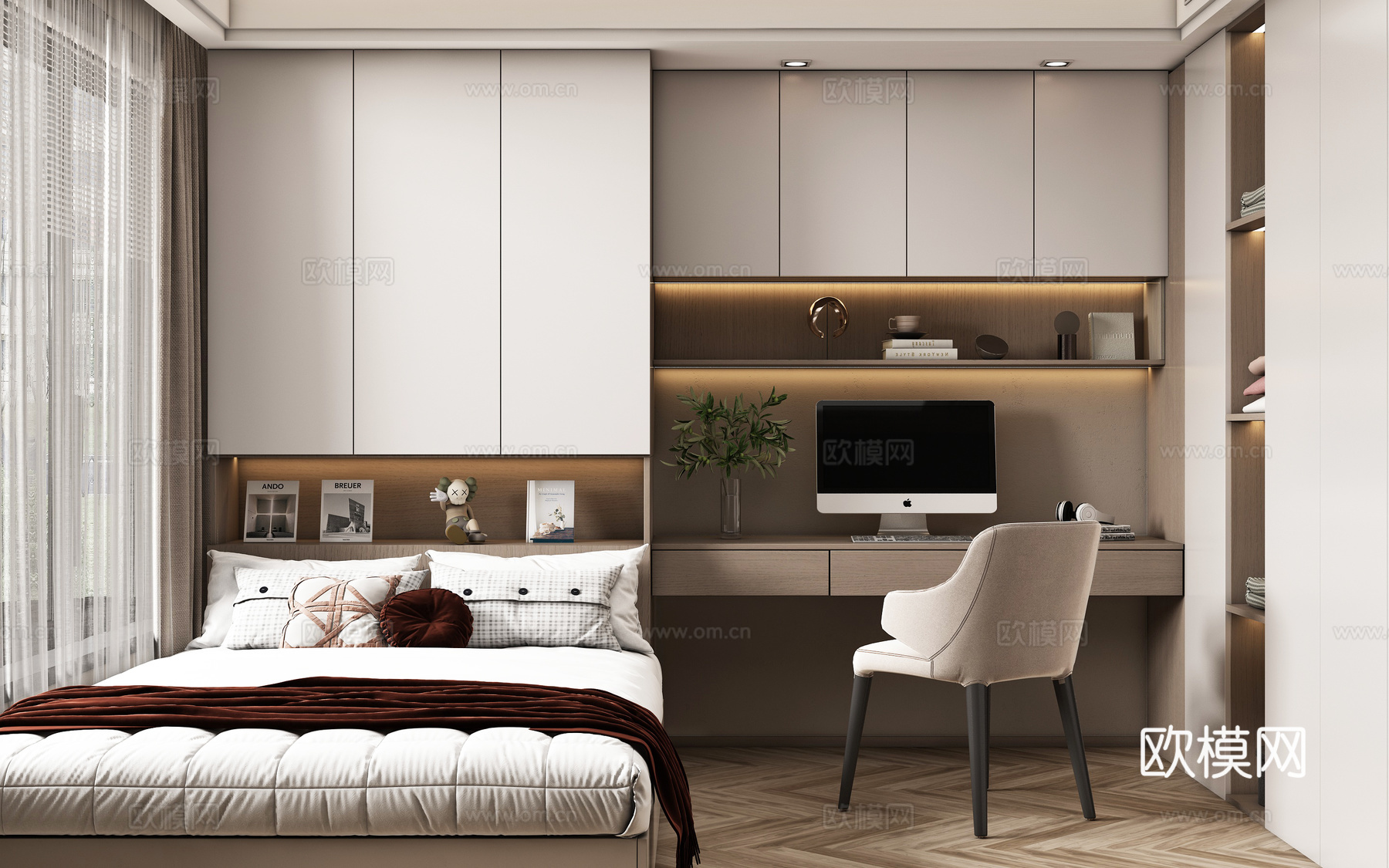 现代榻榻米卧室 儿童卧室 衣柜书柜 儿童床su模型su模型