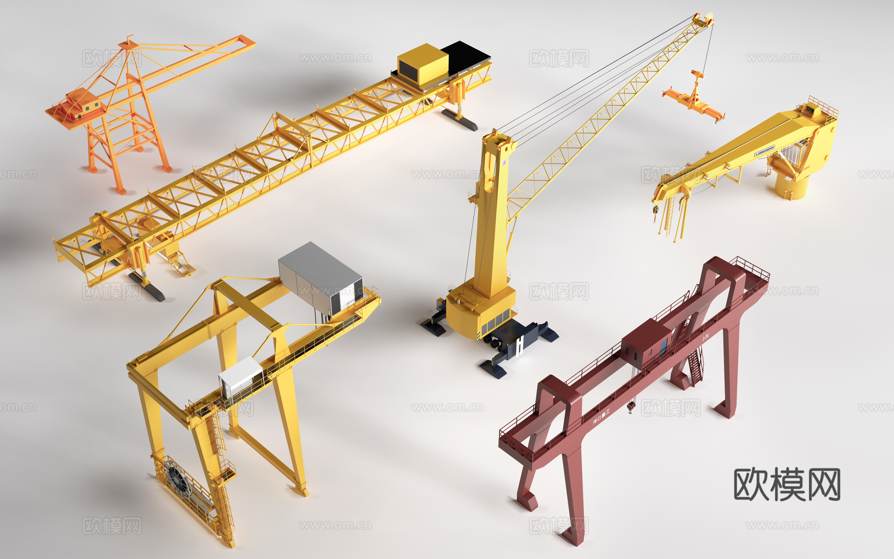 现代起重机 龙门吊 吊车 厂房行车su模型
