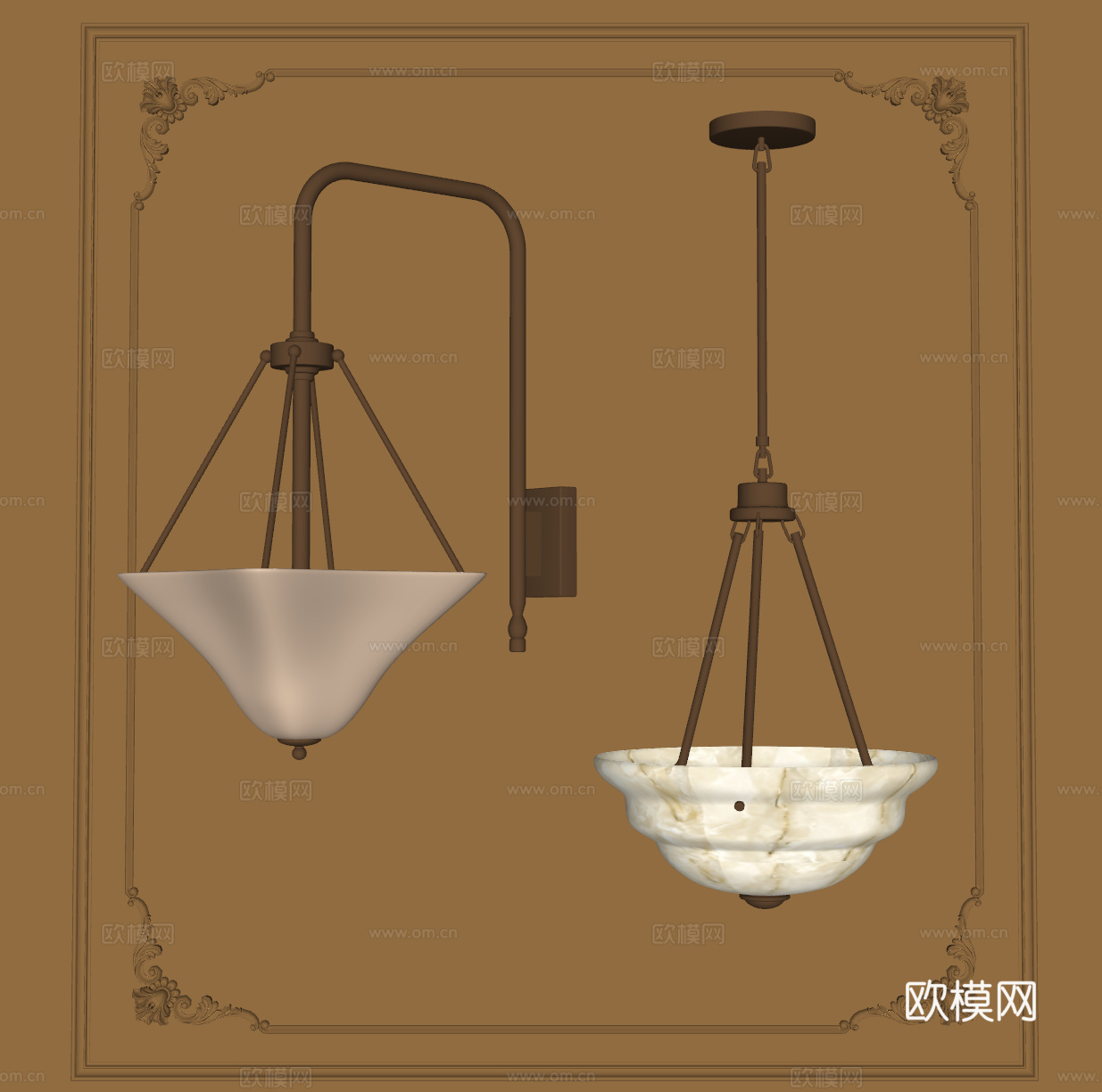 法式复古吊灯su模型