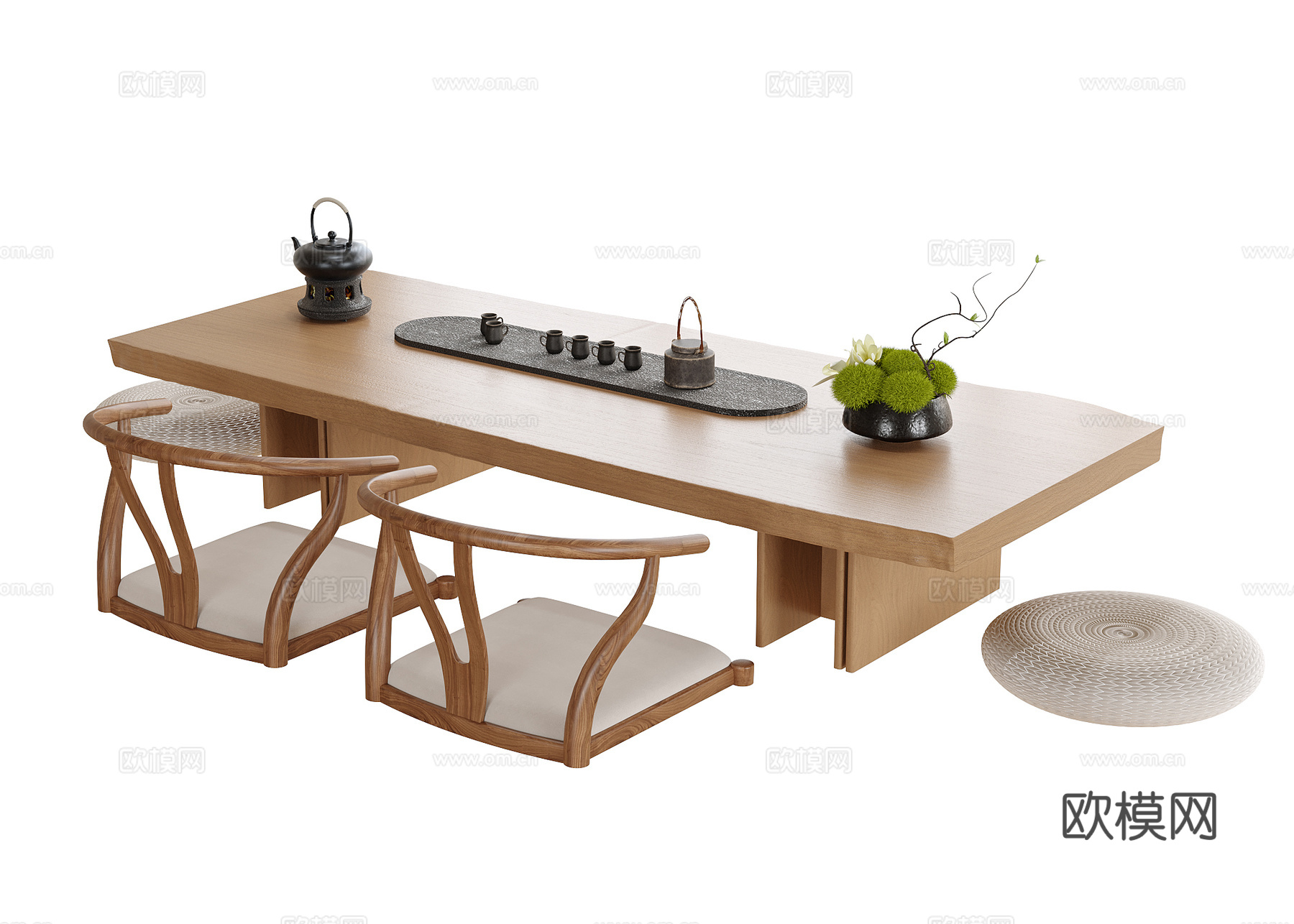 现代榻榻米茶桌椅3d模型