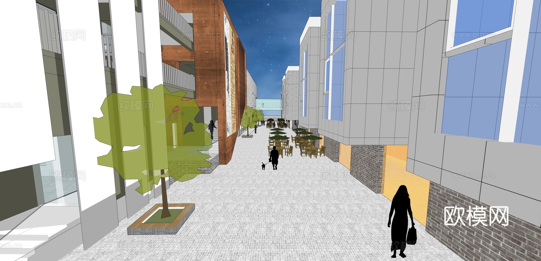 网红打卡工业建筑旧改工厂商业街su模型su模型