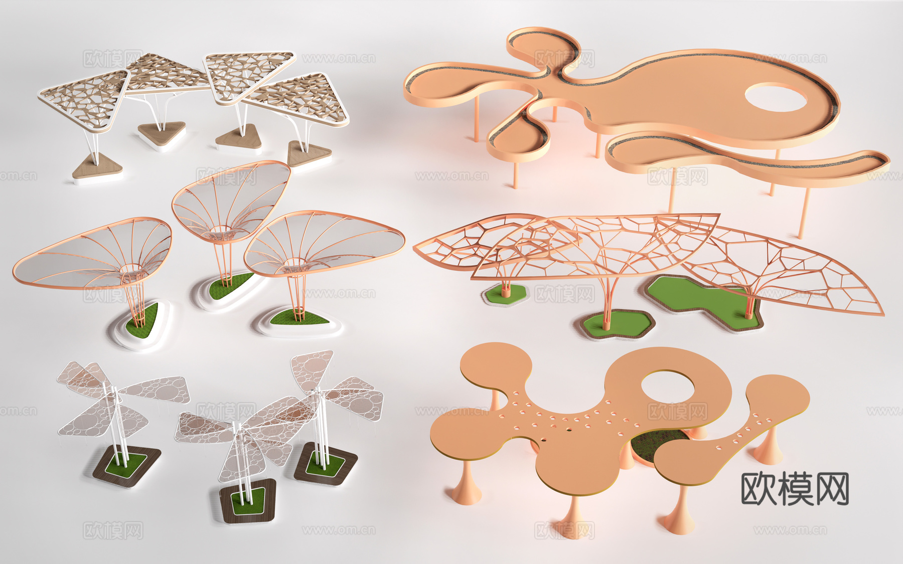 现代景观廊架 景观构筑物 景观小品su模型