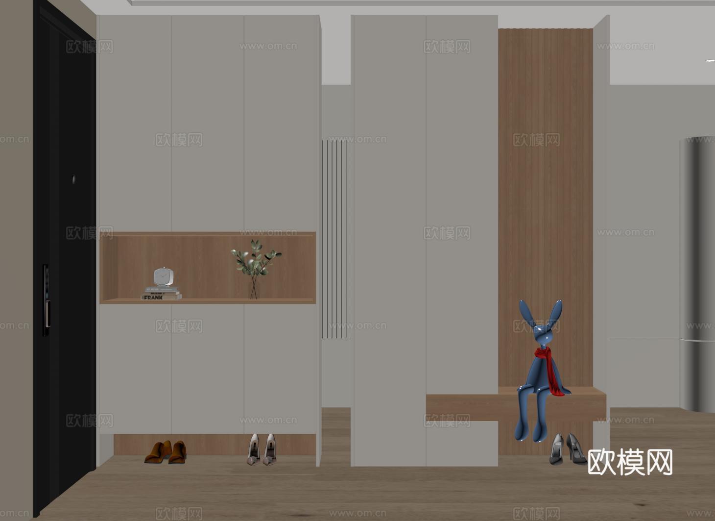 现代入户玄关鞋柜 换鞋凳鞋柜 隔断鞋柜su模型