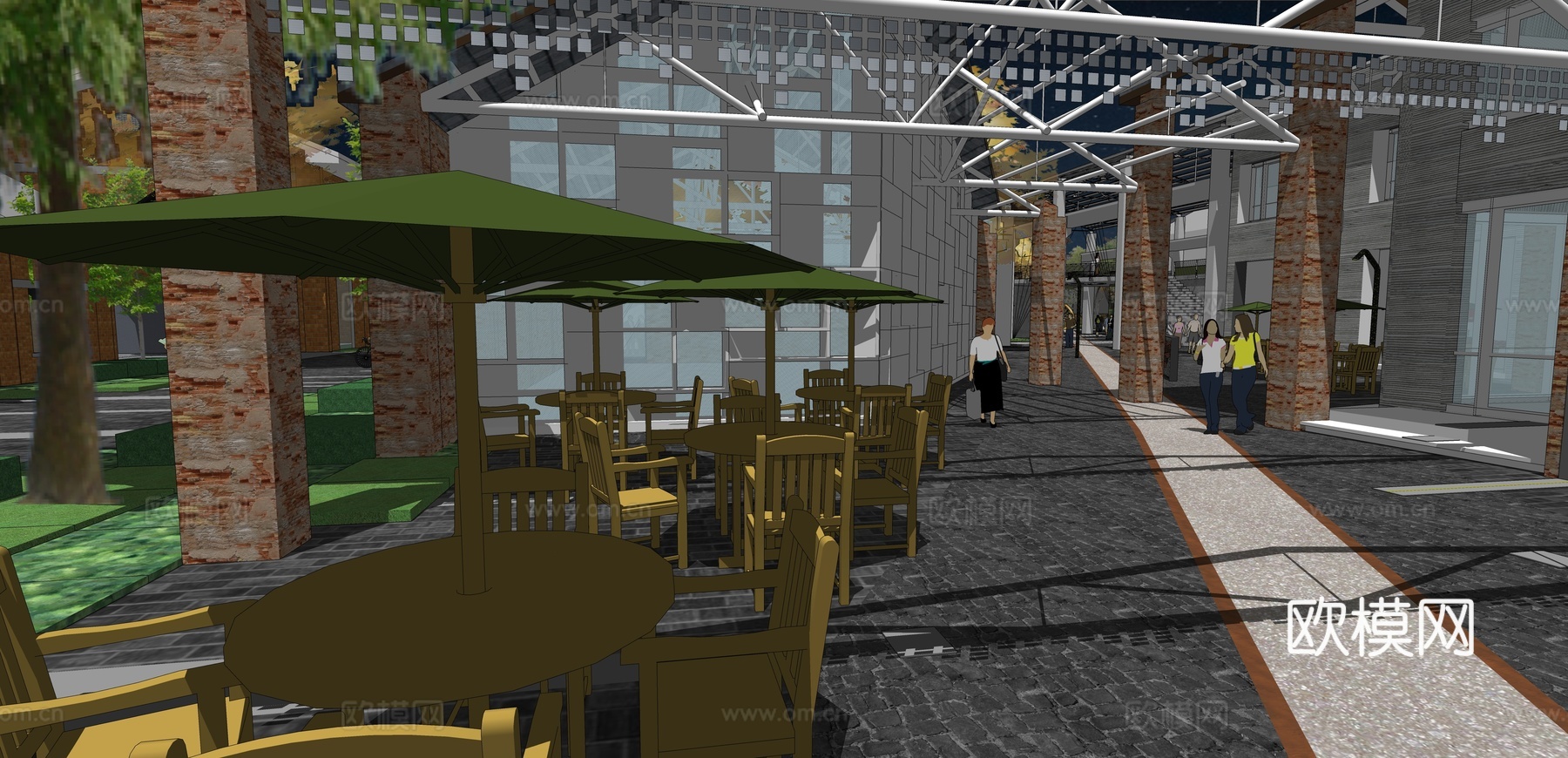 网红打卡工业建筑旧改工厂商业街su模型