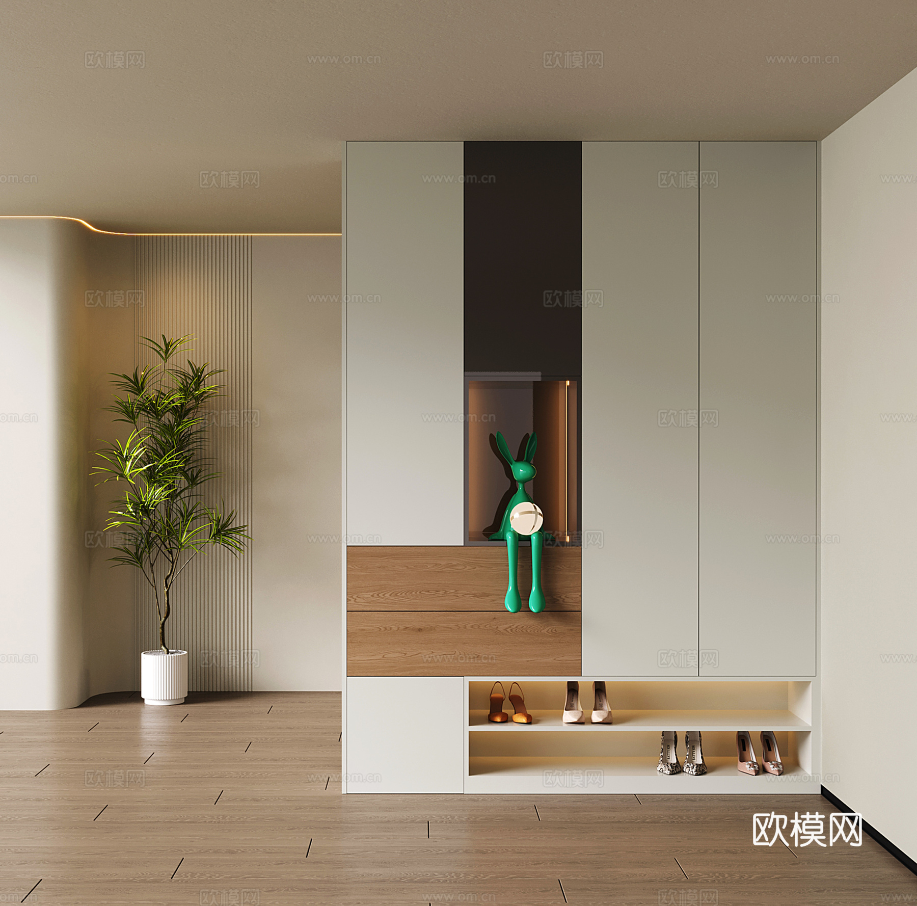 现代入户玄关鞋柜 隔断柜 玄关柜su模型