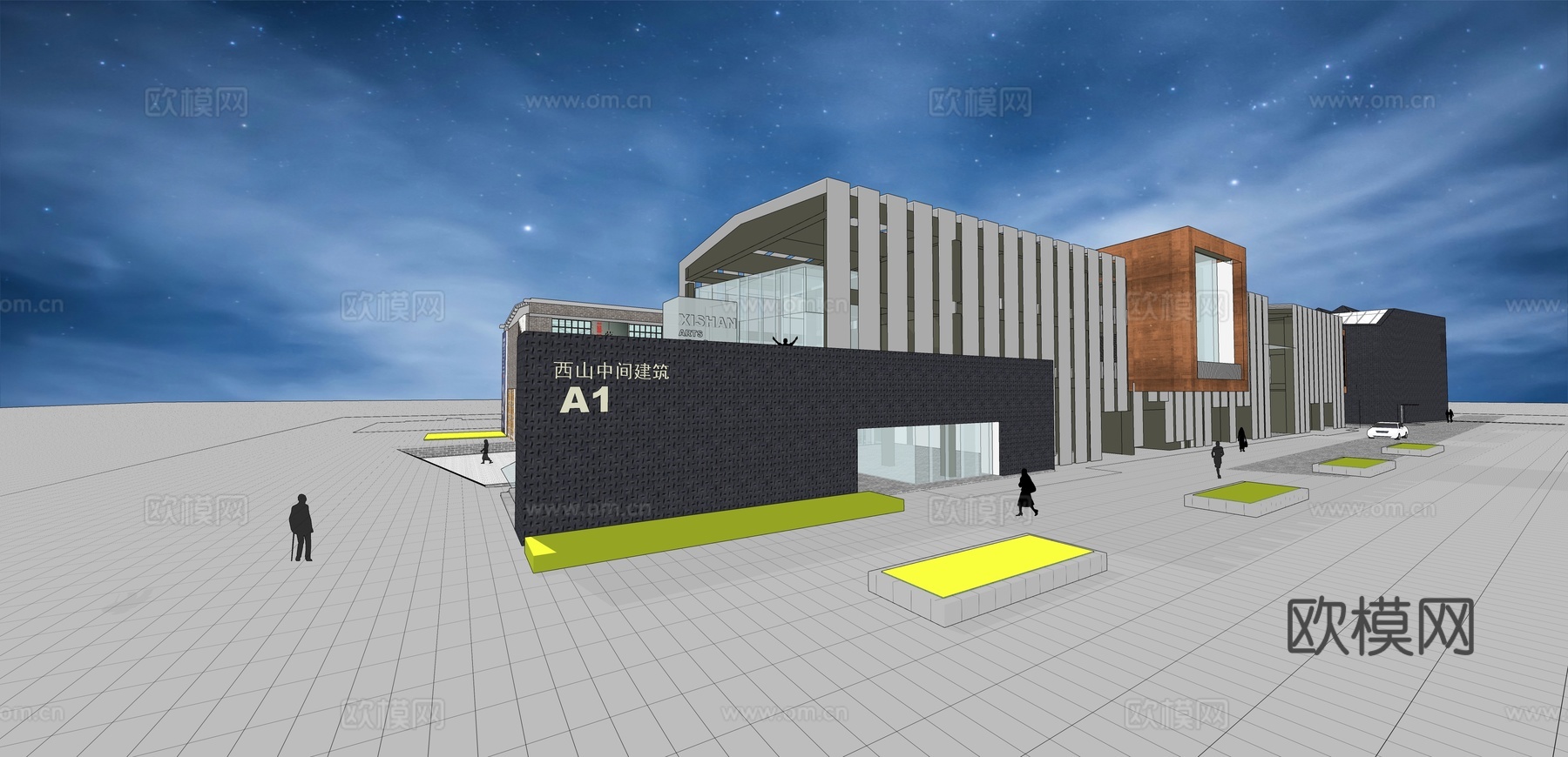 网红打卡工业建筑旧改工厂商业街su模型su模型