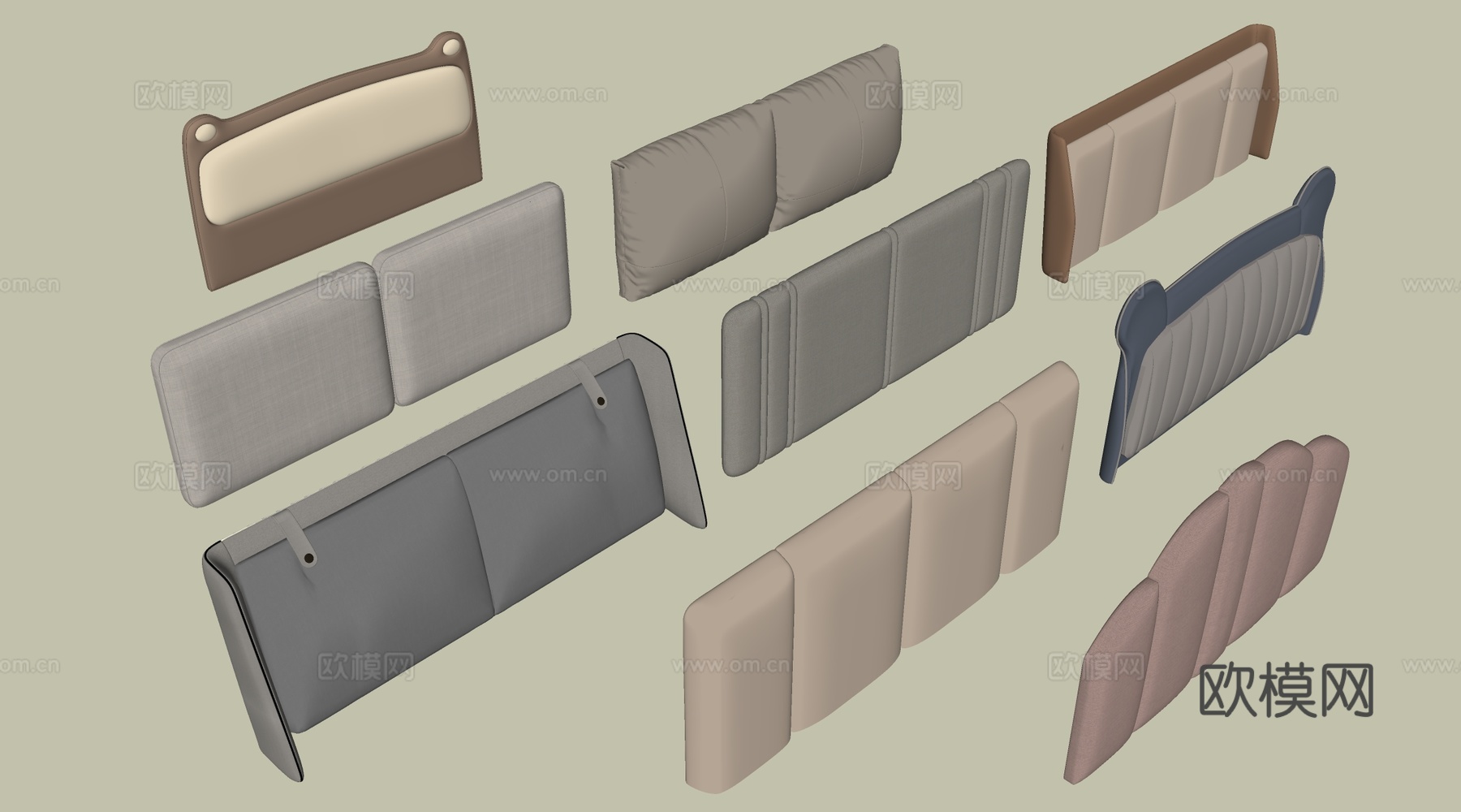 现代榻榻米软包 床头软包 墙面软包 靠背su模型