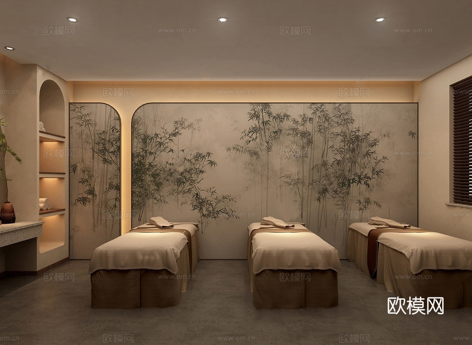 新中式会所 美容院 spa洗浴 养生馆 足浴按摩su模型