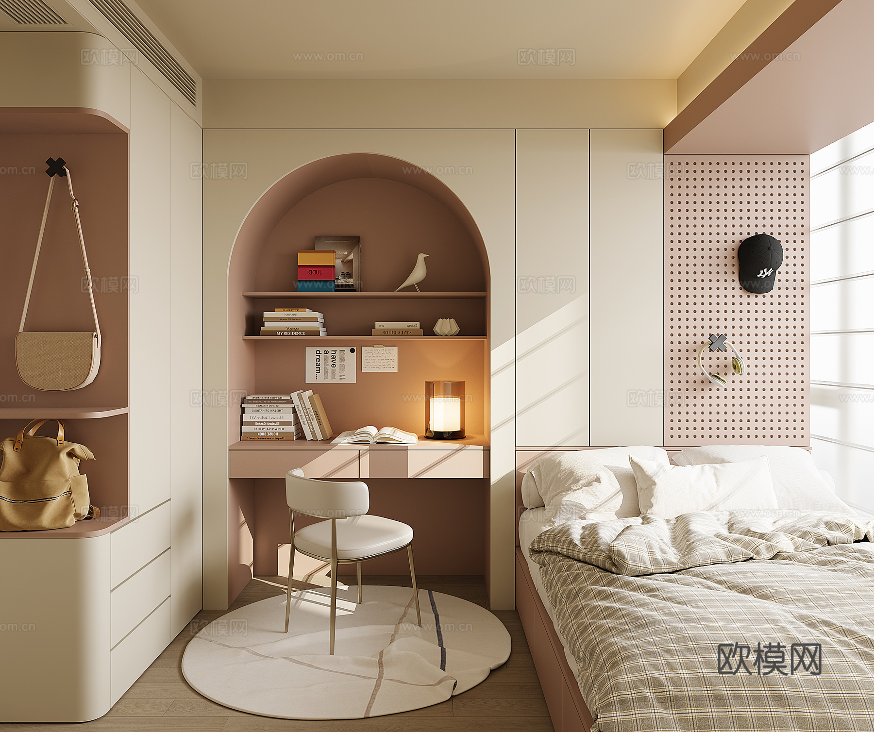 现代榻榻米卧室su模型