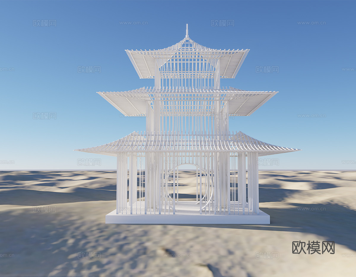 现代景观亭su模型