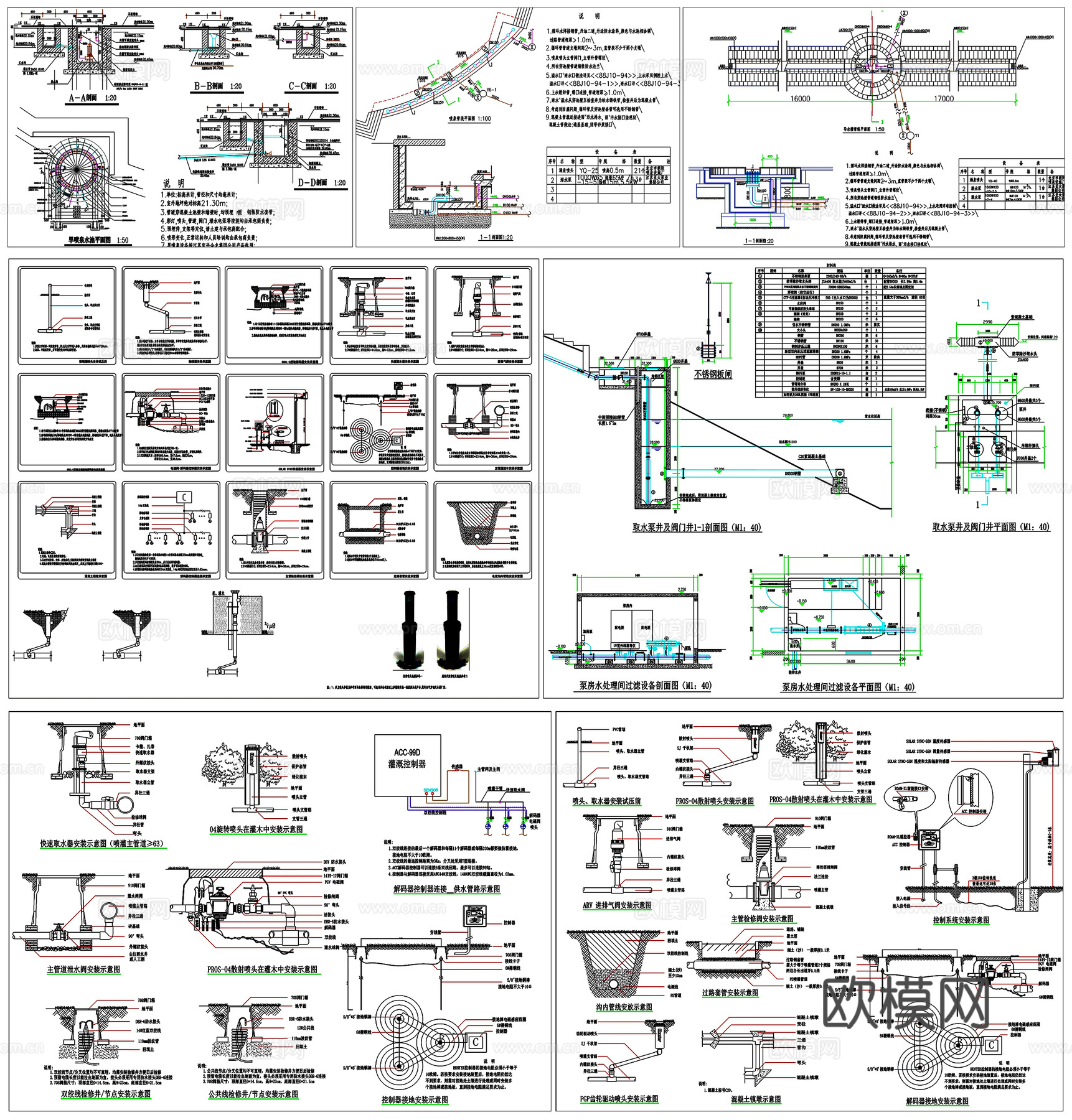 喷灌浇灌系统景观园林绿化给水剖面做法工艺详图节点CAD素材图cad施工图