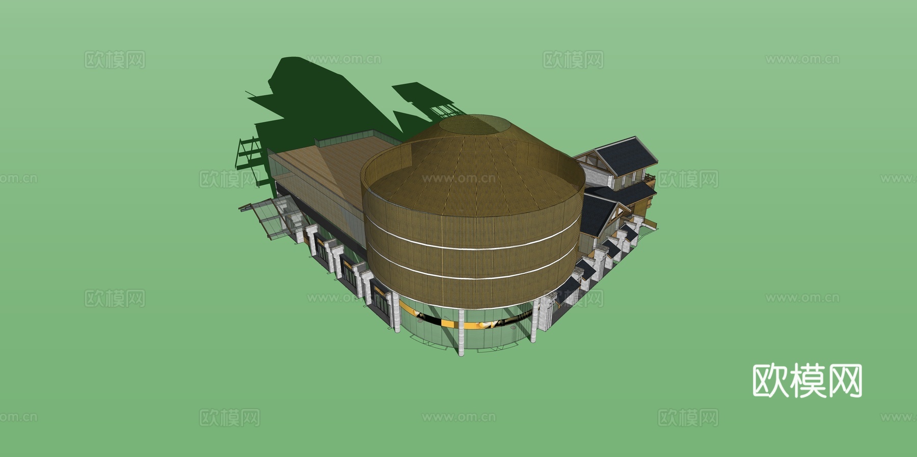 网红打卡工业建筑旧改工厂商业街su模型