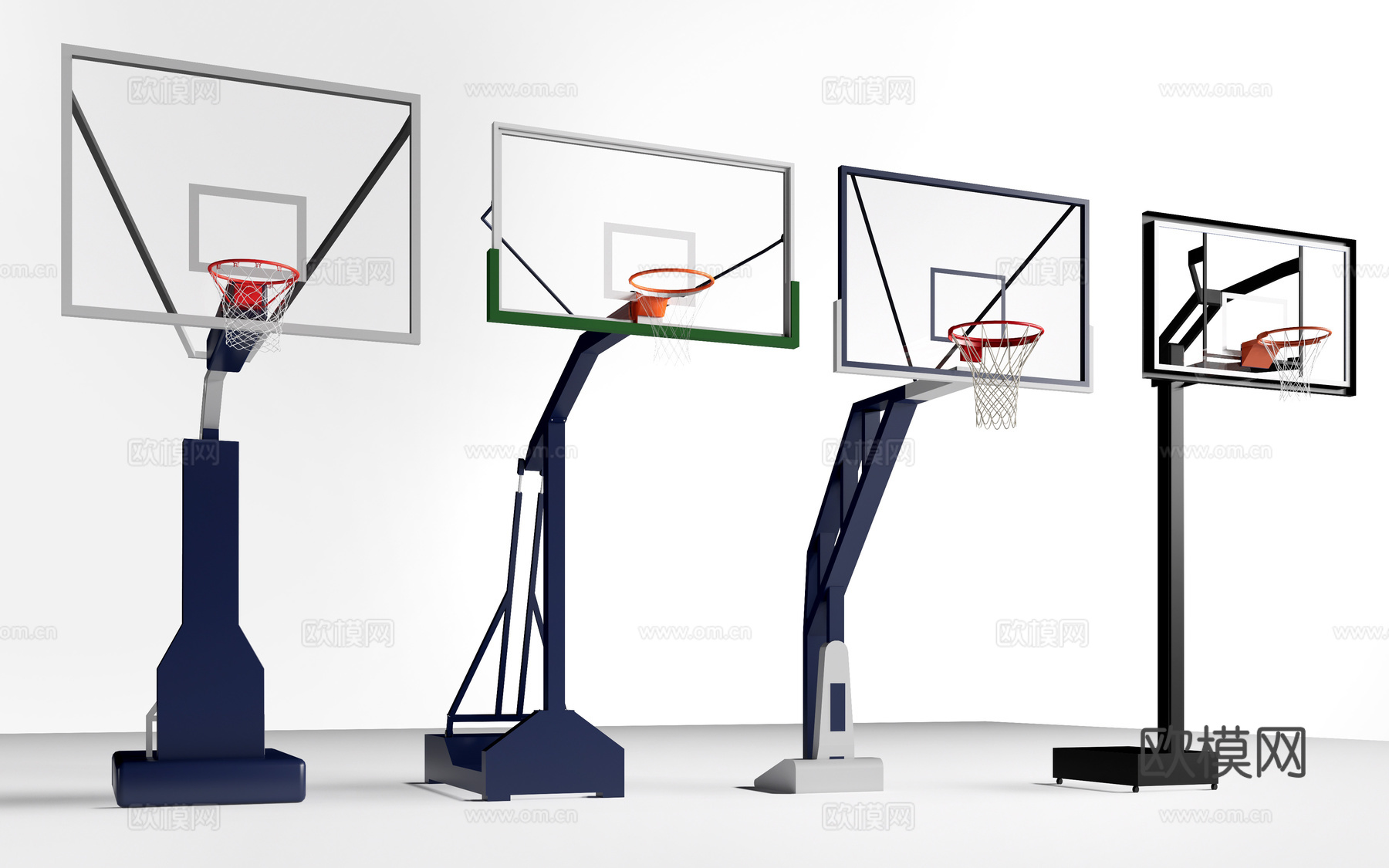 现代篮球架 篮球框su模型