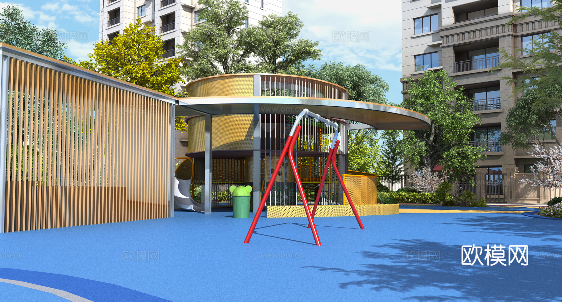 现代儿童游乐场组合3d模型下载