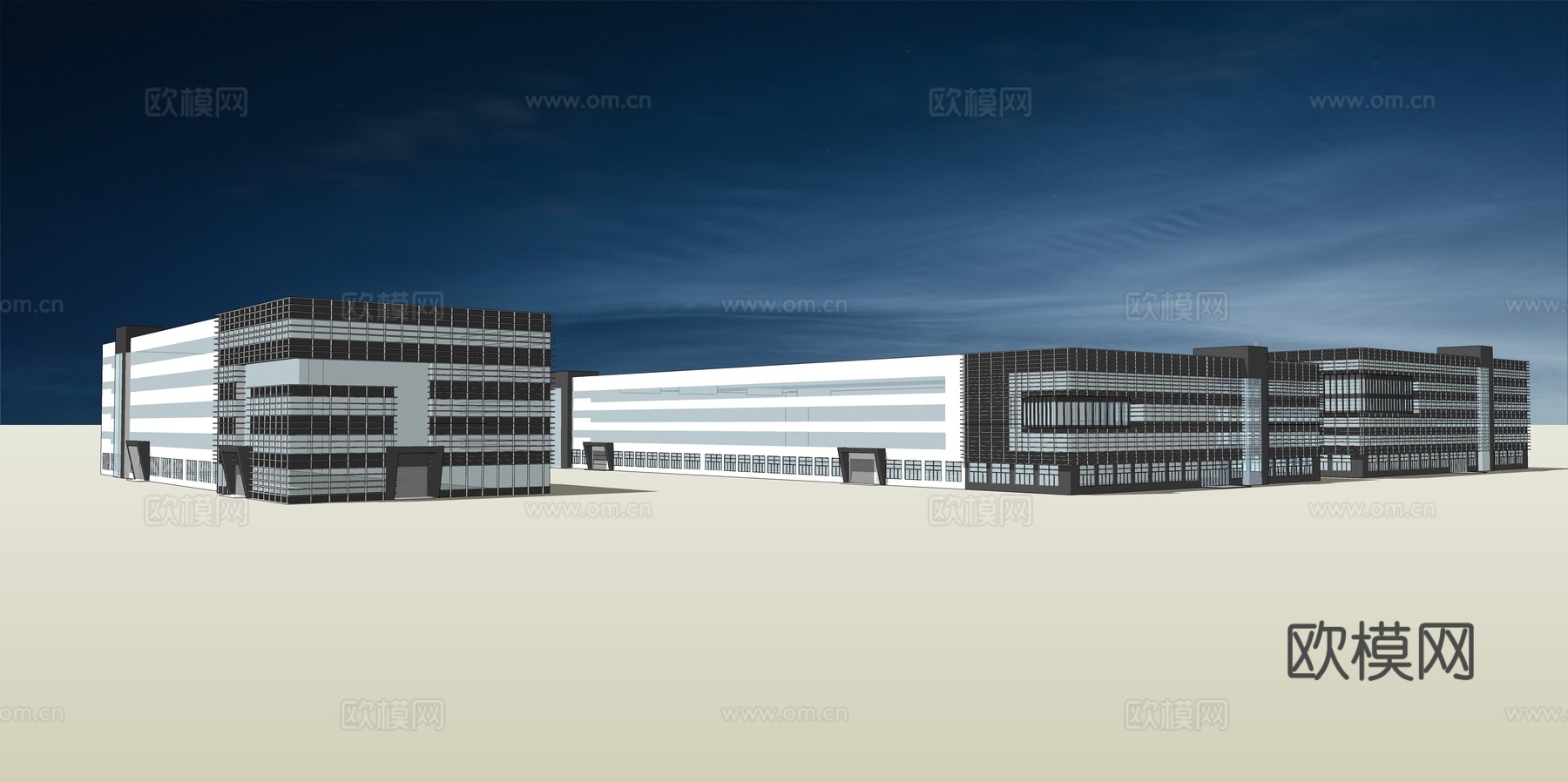 网红打卡工业建筑旧改工厂商业街su模型