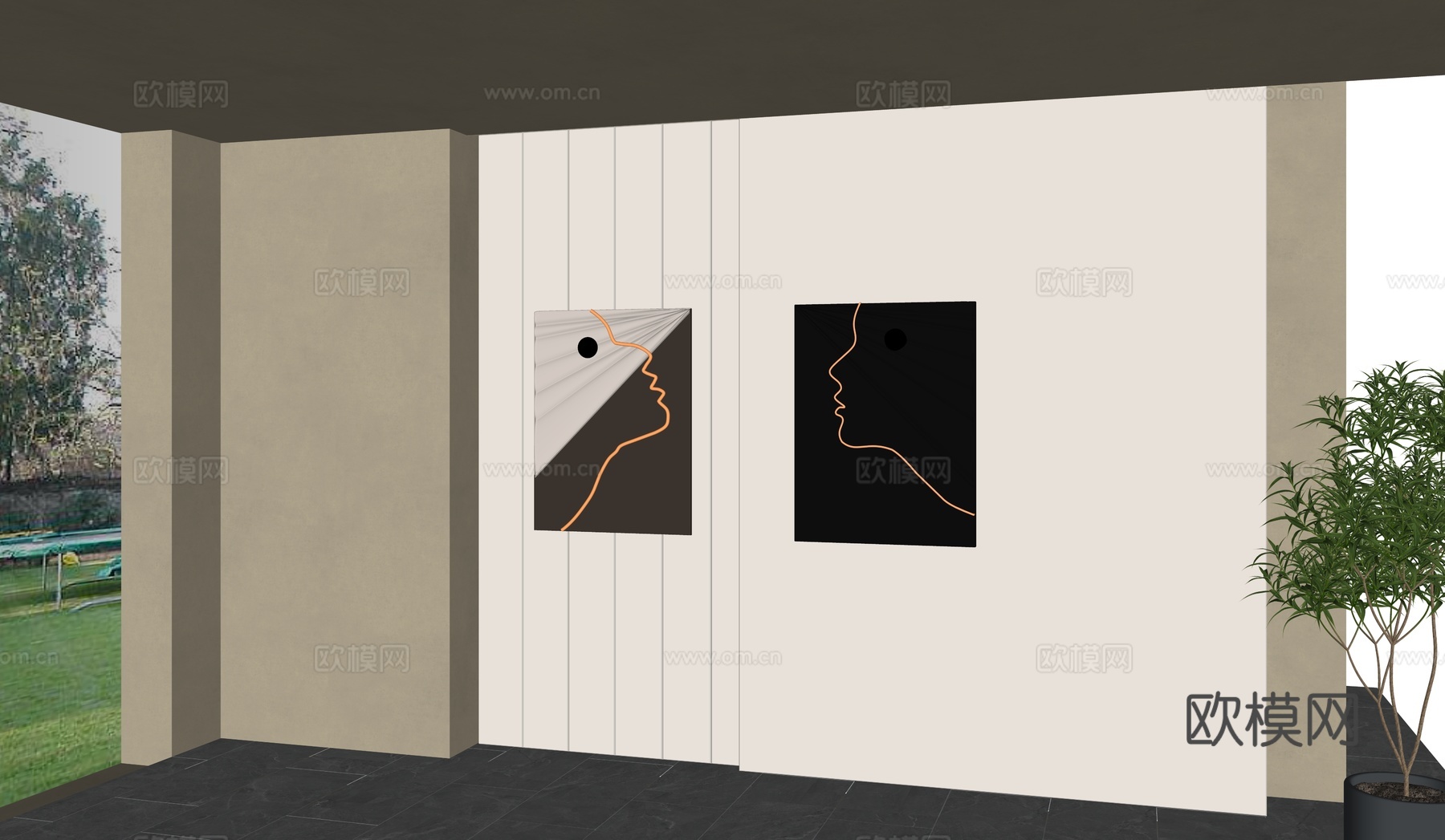 现代挂画su模型