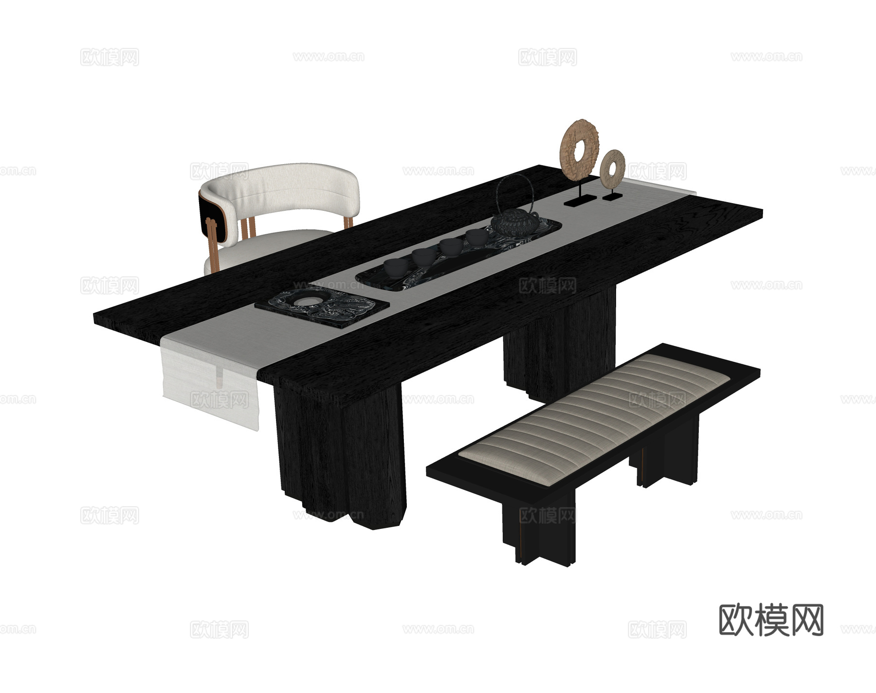 现代茶桌椅su模型