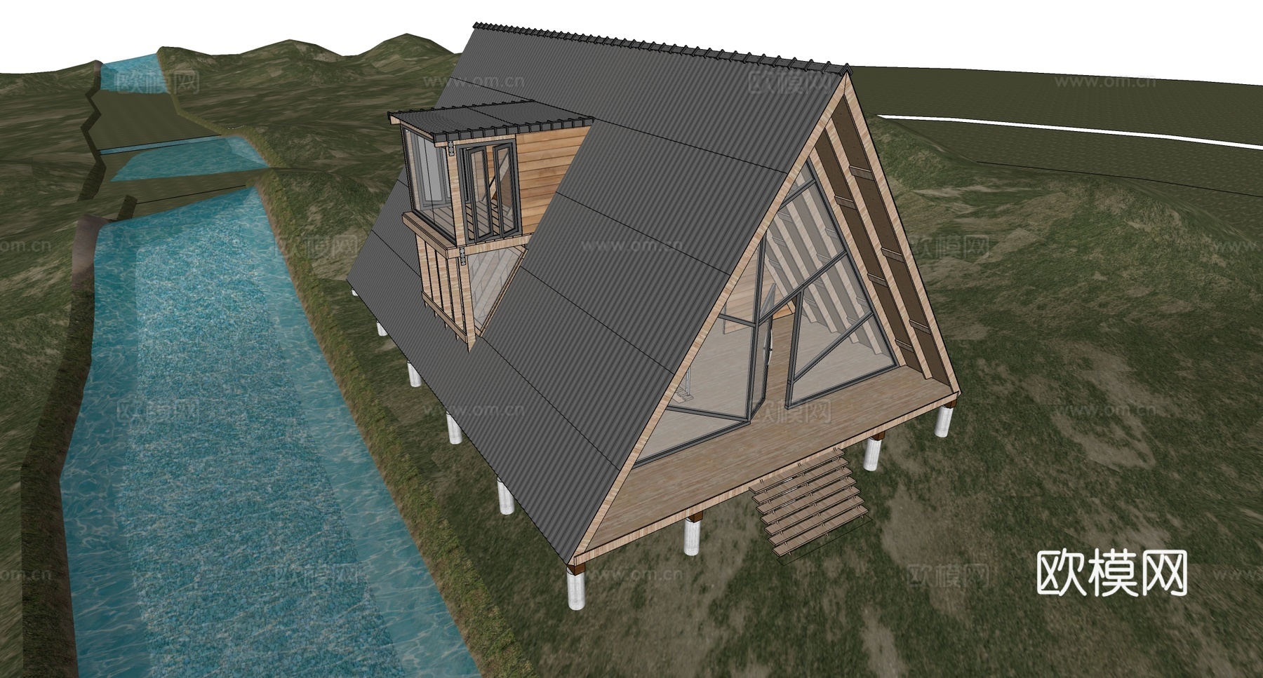 现代极简木屋 木屋 小屋 森林小屋 建筑构建su模型