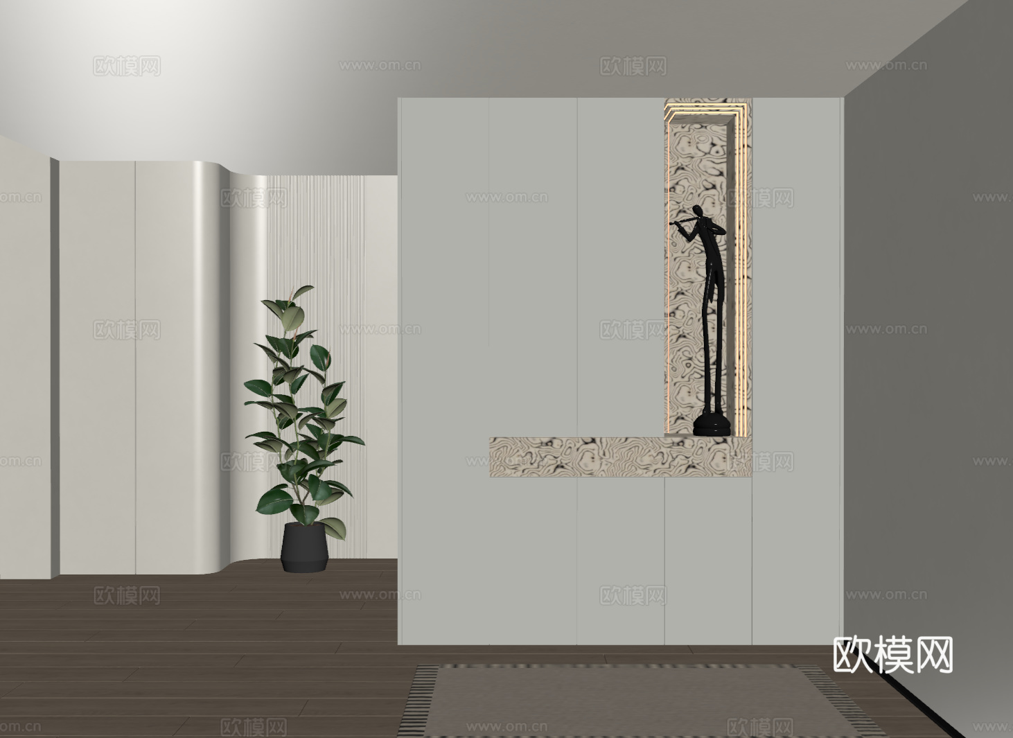 现代入户鞋柜 玄关隔断柜 装饰柜su模型