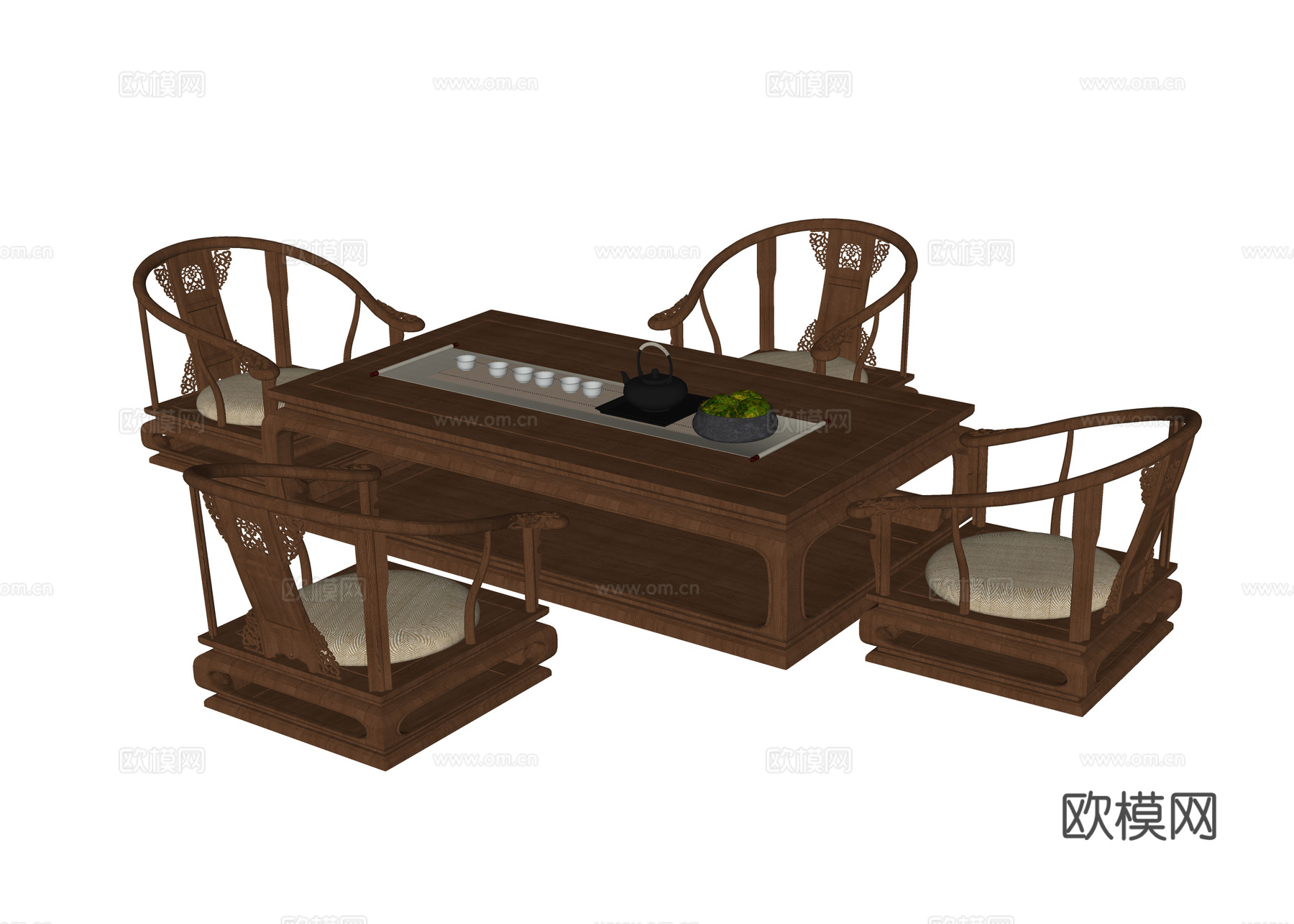 现代榻榻米茶桌椅su模型