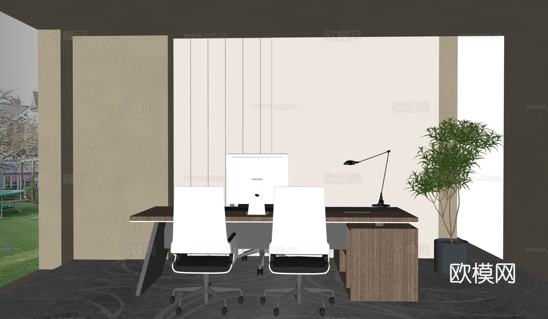 现代办公室su模型