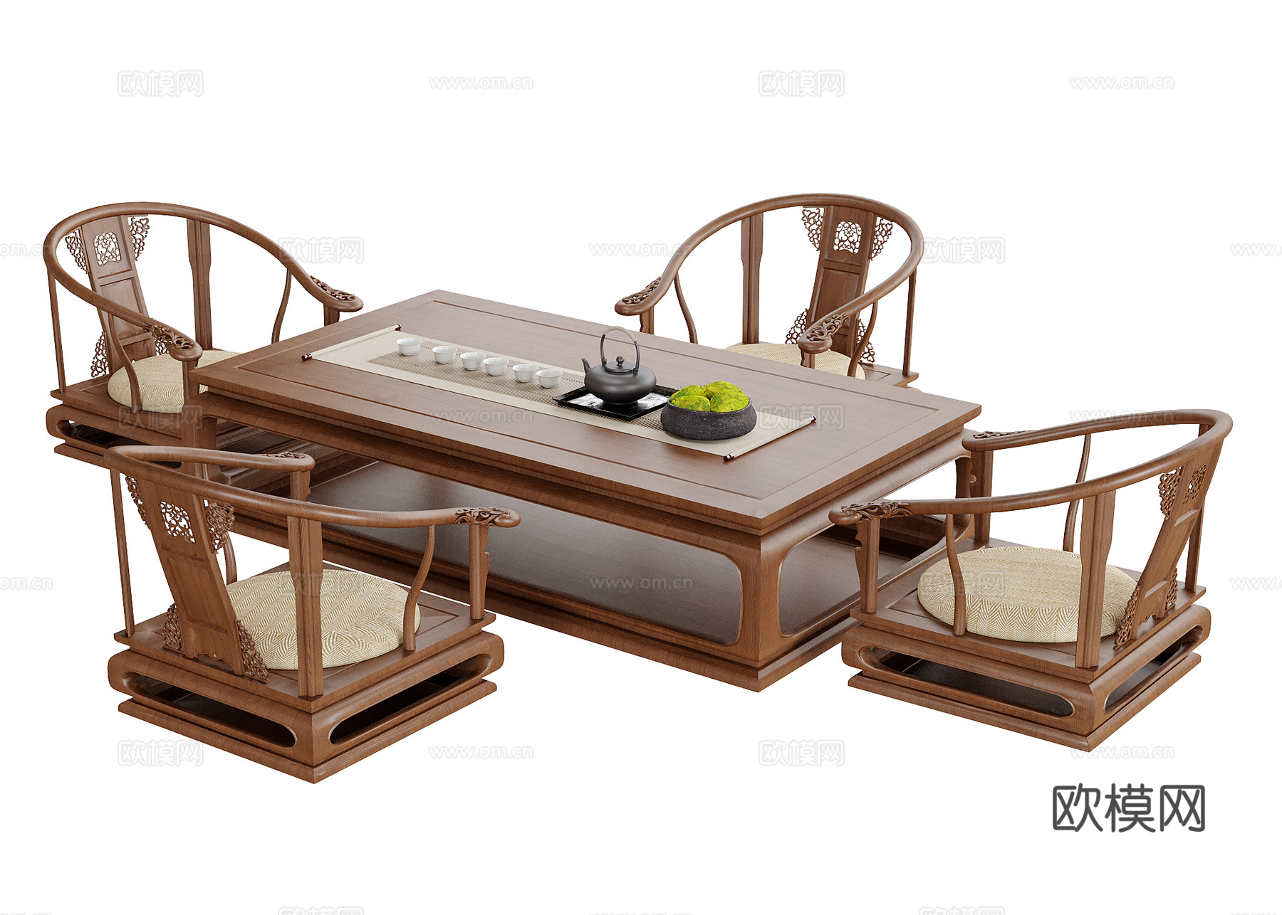 现代榻榻米茶桌椅su模型