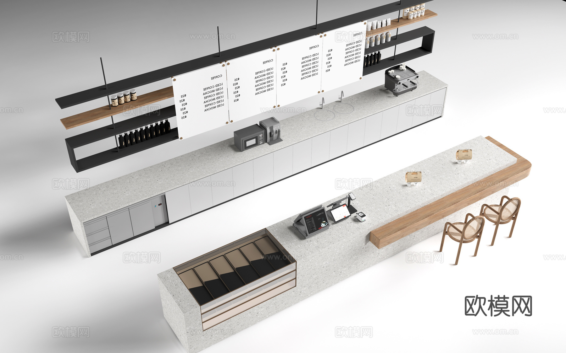 现代咖啡吧台 酒吧台 前台 收银台 操作台su模型