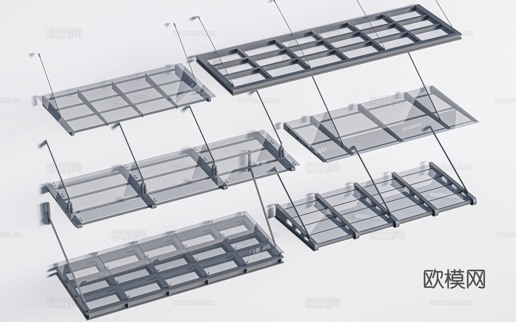 现代玻璃雨棚 钢构雨棚 玻璃雨打 阳光棚su模型