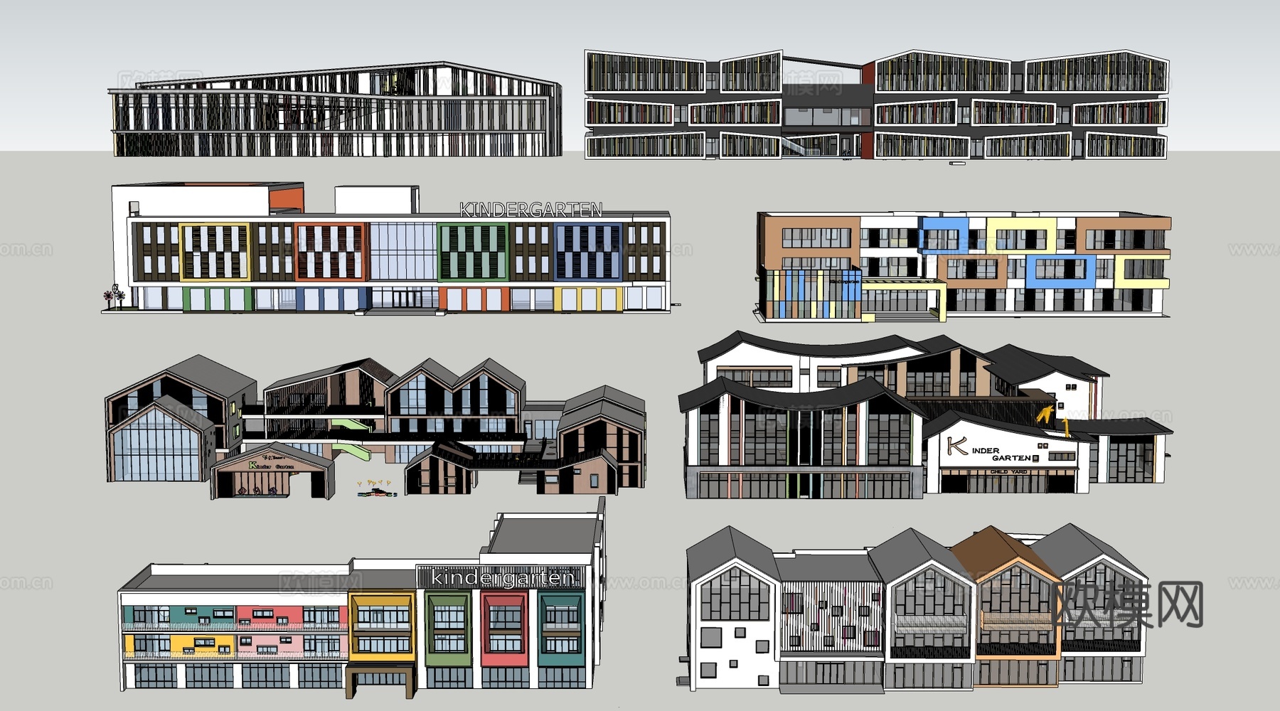 现代幼儿园建筑su模型