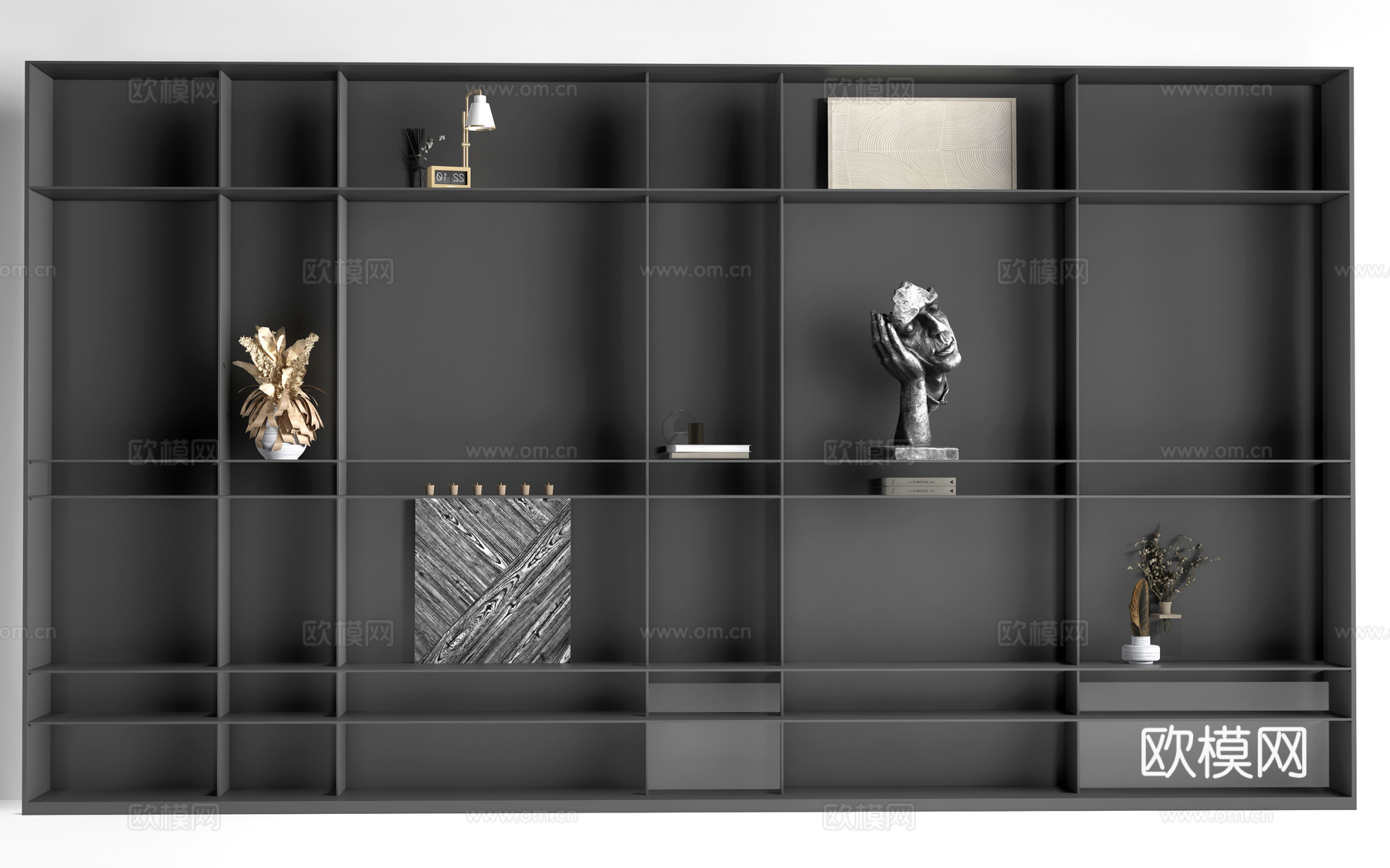现代装饰柜 装饰架 书柜 壁柜su模型