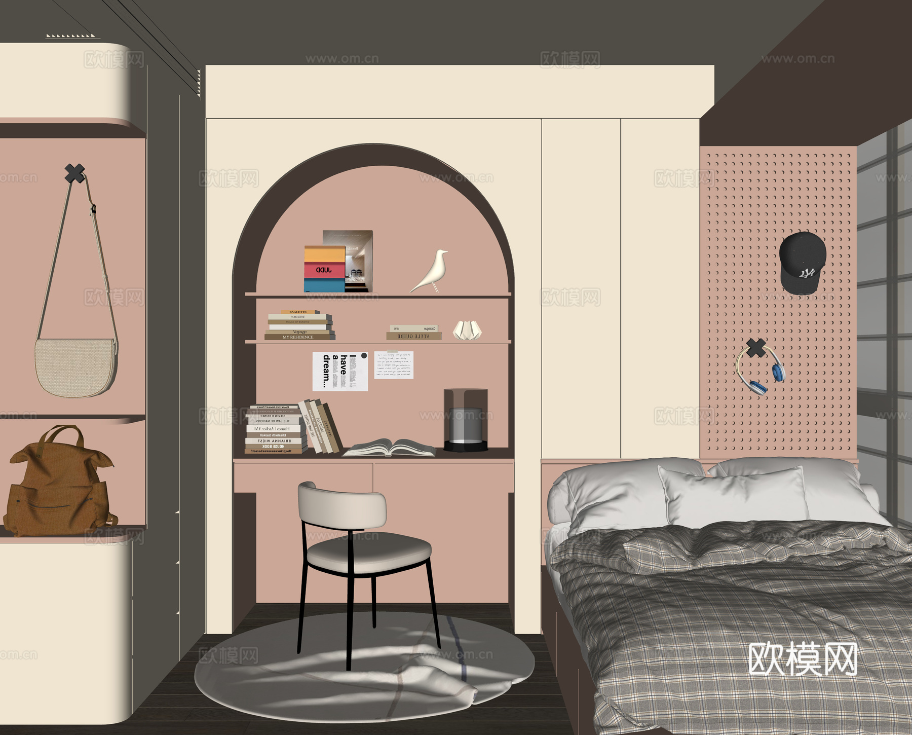 现代榻榻米卧室su模型