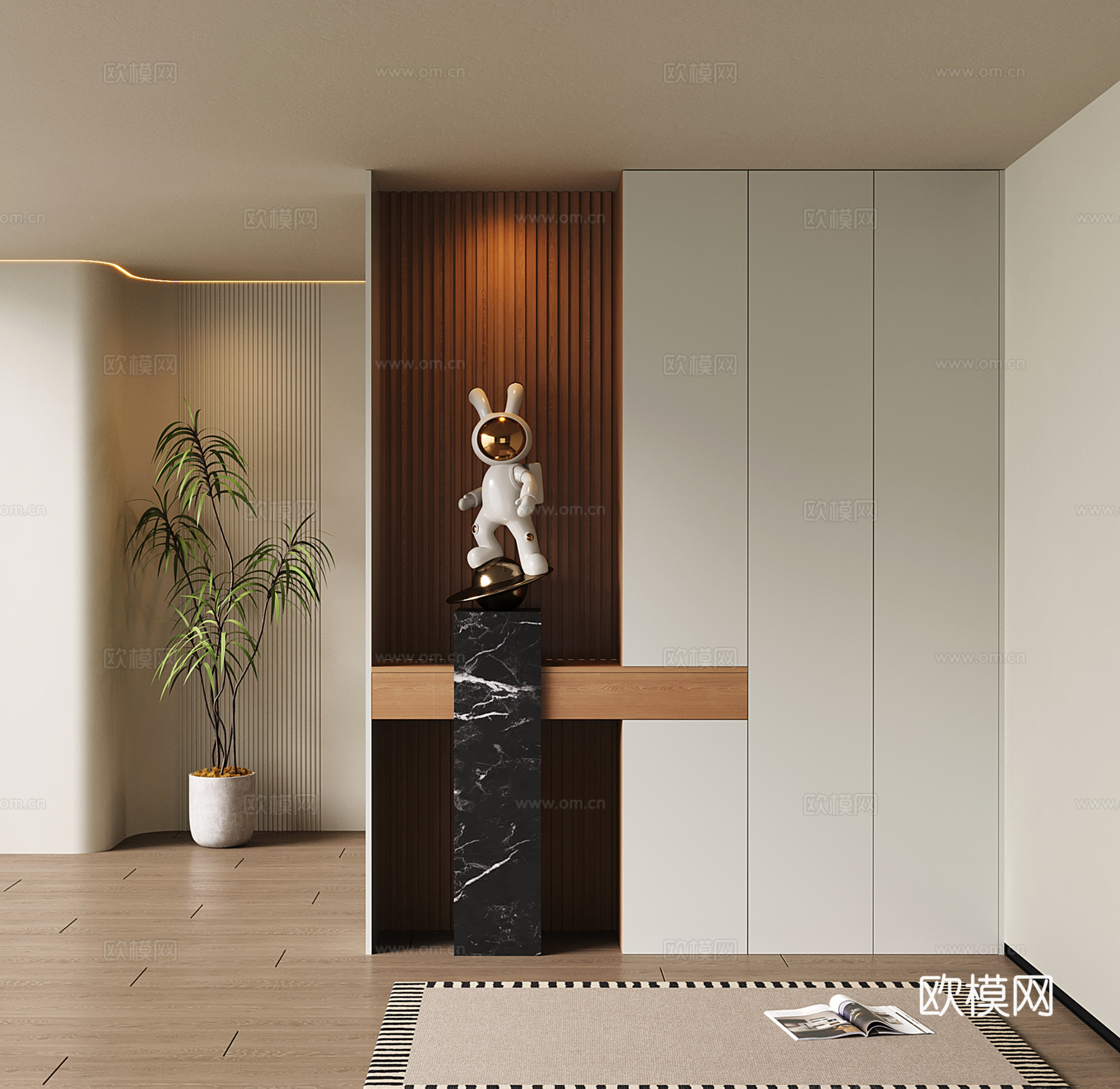 现代入户玄关鞋柜 隔断柜 玄关柜 装饰柜su模型